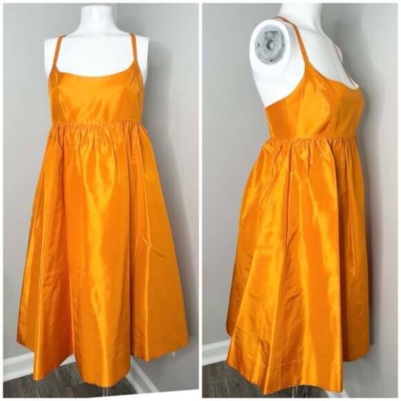 J CREW A LINE ORANGE SILK DRESS W/ POCKETS-SIZE  6 -PRELOVED - Picture 4 of 8